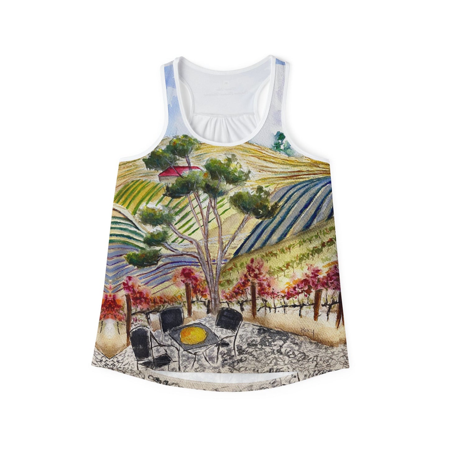 Women's Racerback Tank Top-Patio View-Gershon Bachus Vintners