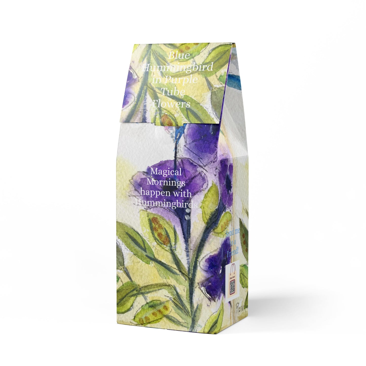 Blue Hummingbird in Purple Tube Flowers-Brilliant Blend (Medium Roast)