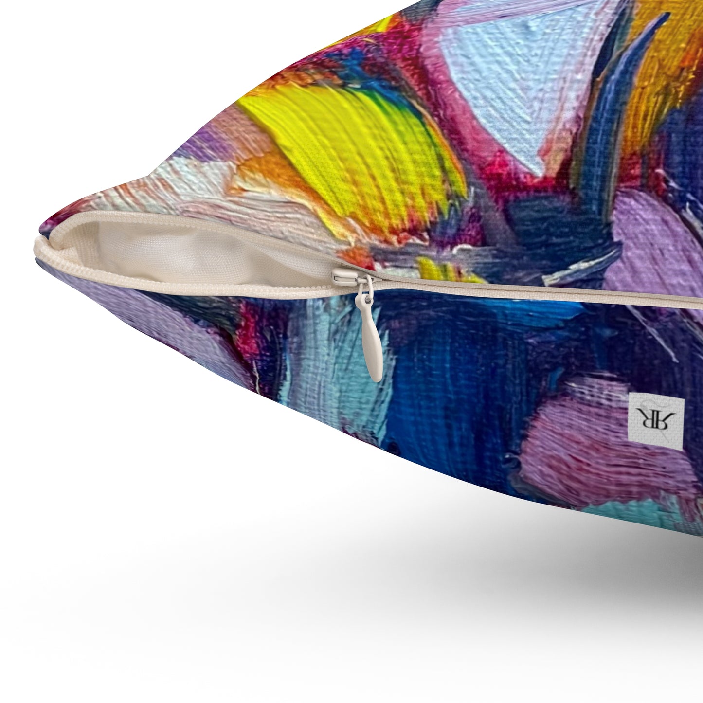 Abstract Roses and Warbler Color Blast Indoor Spun Polyester Square Pillow