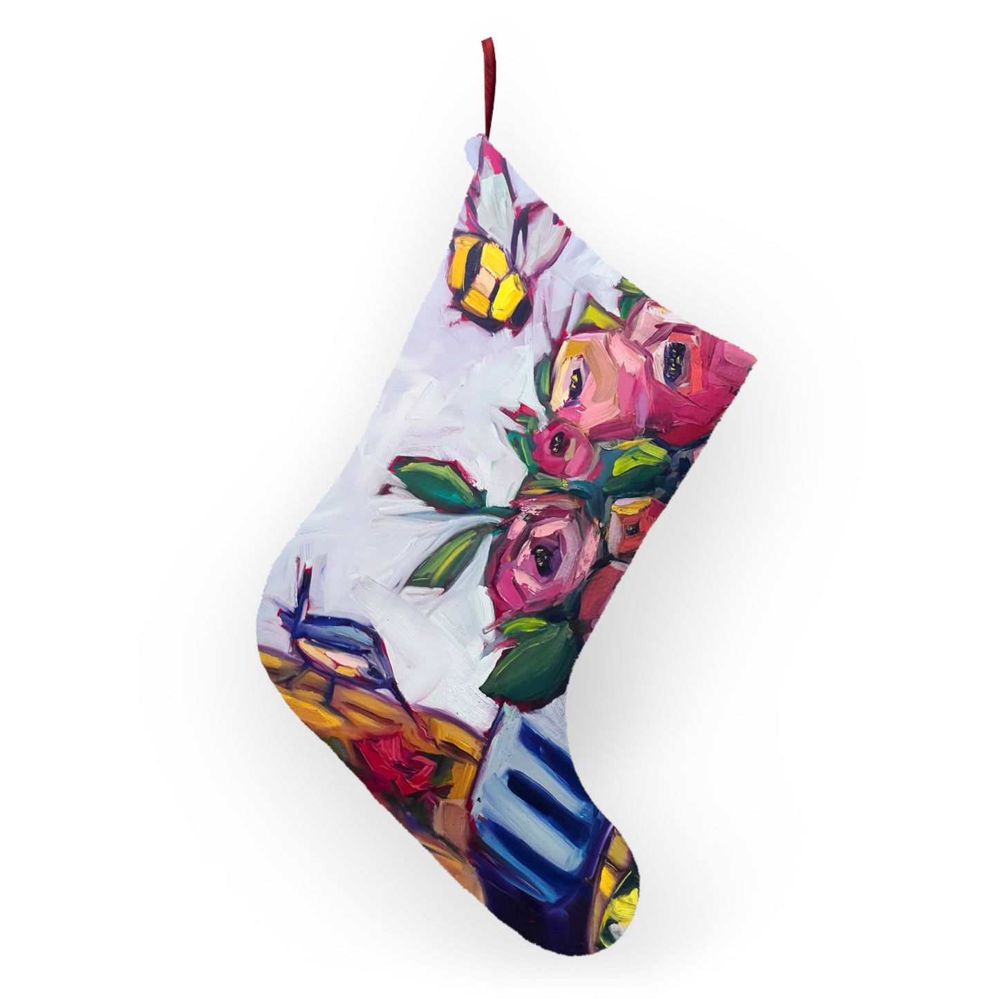 Bee Blooms Colorful Christmas Stocking