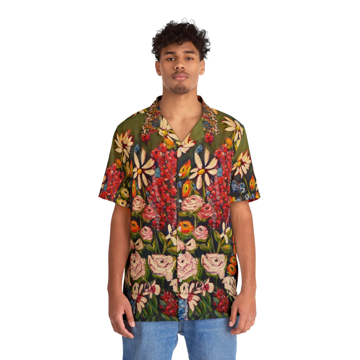 Men's Hawaiian Shirt- Moonlight Meadow
