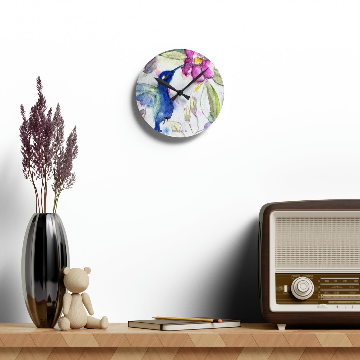 Horloge murale en acrylique Colibri au printemps 