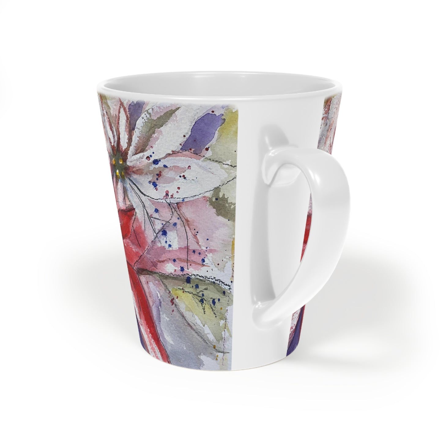 Taza para café con leche Poinsettias, 12 oz