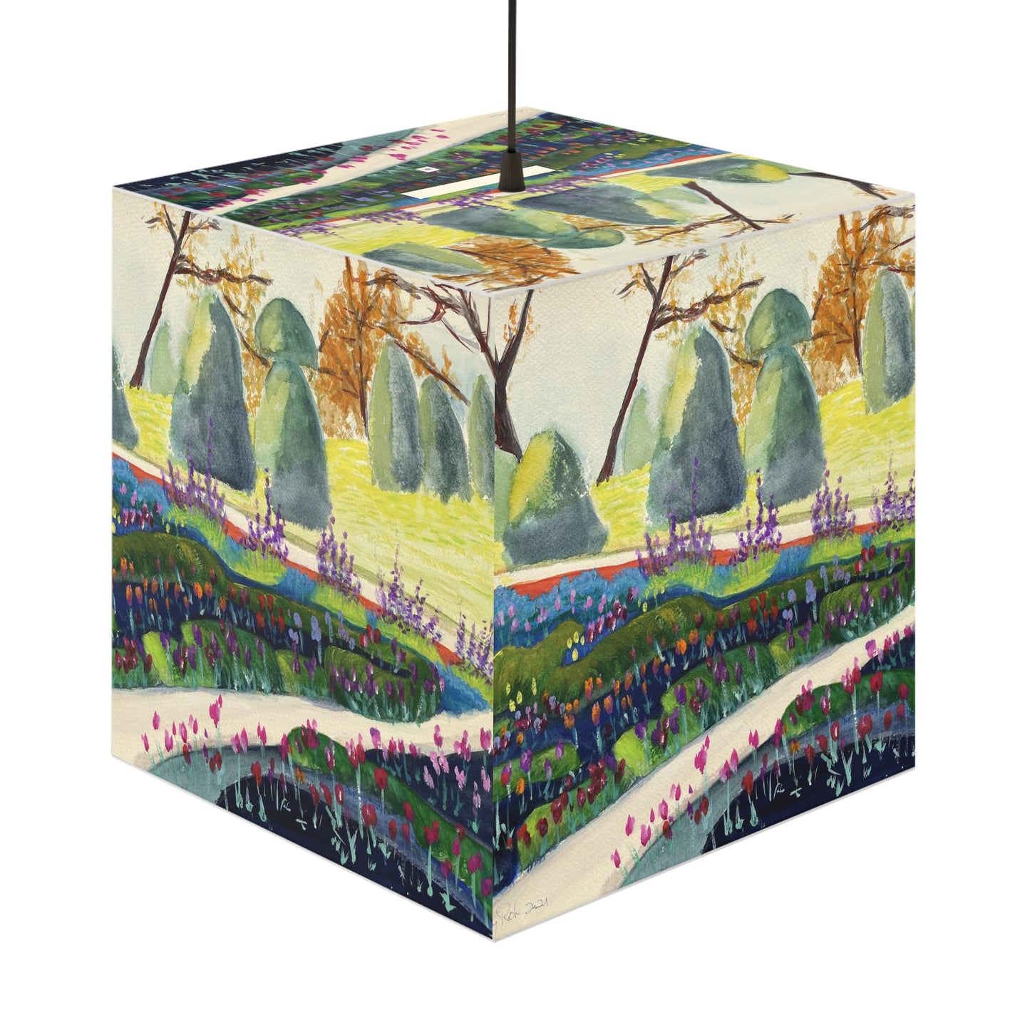 English Tulip Garden Cube Lamp