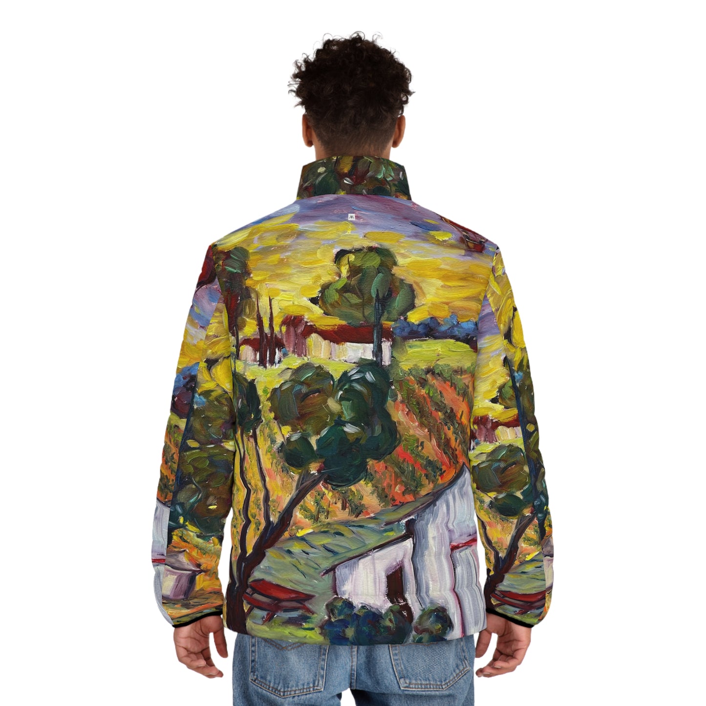 Men's Puffer Jacket - Roxy Rich Art, Unique Bright Colors-Ultimate Sunrise