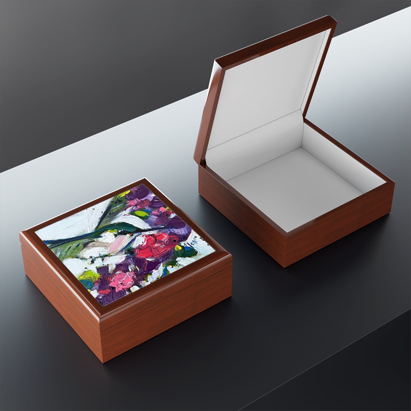 Jewelry Box-Floating on Flowers Hummingbird