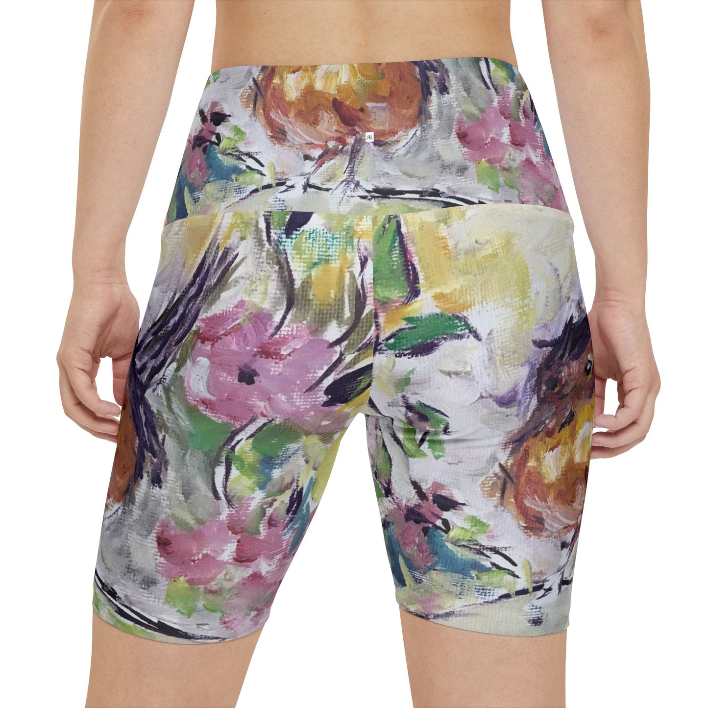 Women's Workout Shorts - Robin in Cherry Blossoms