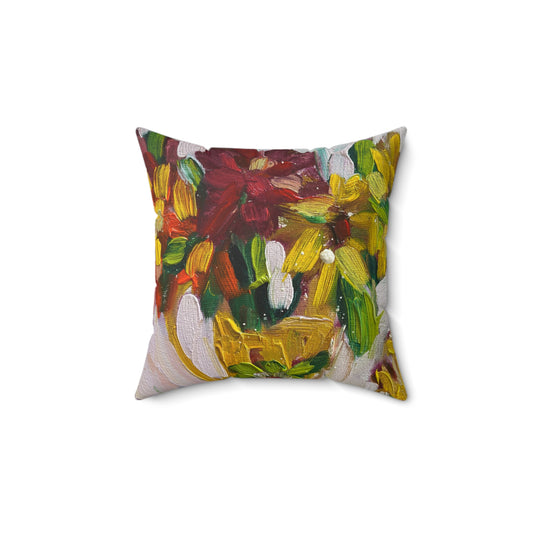 Indoor Square Pillow — Decorative Spun Polyester Throw Pillow- Petals on my Patio