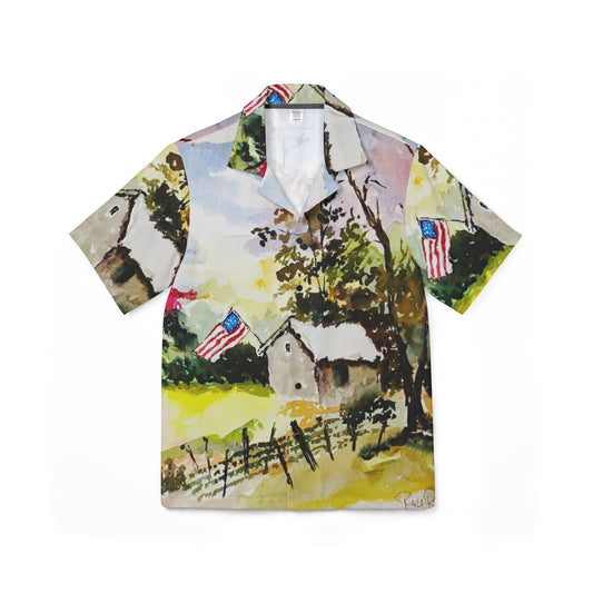 Men's Hawaiian Camp Shirt — Elegant 250th America Anniversary Patriotic Artwork by Roxy Rich