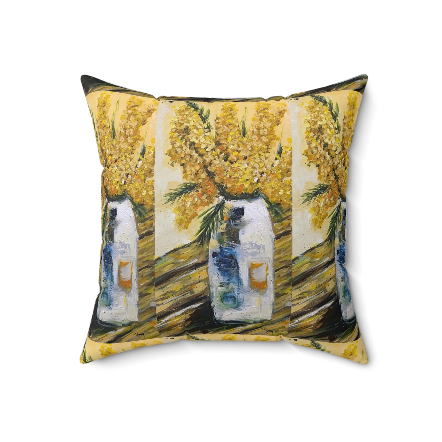 Goldenrod on the Picnic Table Indoor Spun Polyester Square Pillow