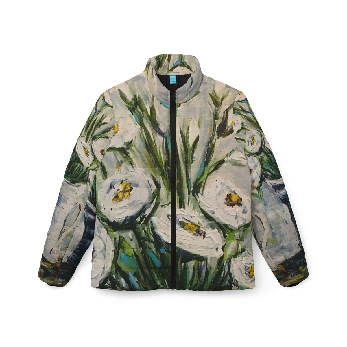 Women's Puffer Jacket - Roxy Rich Fine Art -Shabby Roses 2