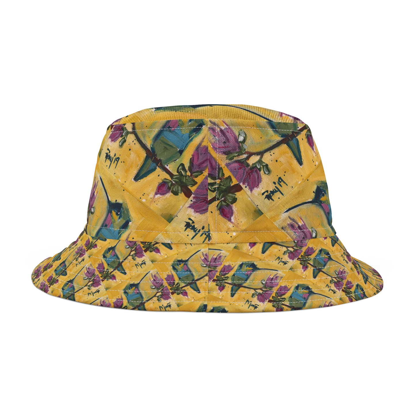 Jolie en chapeau de seau colibri rose