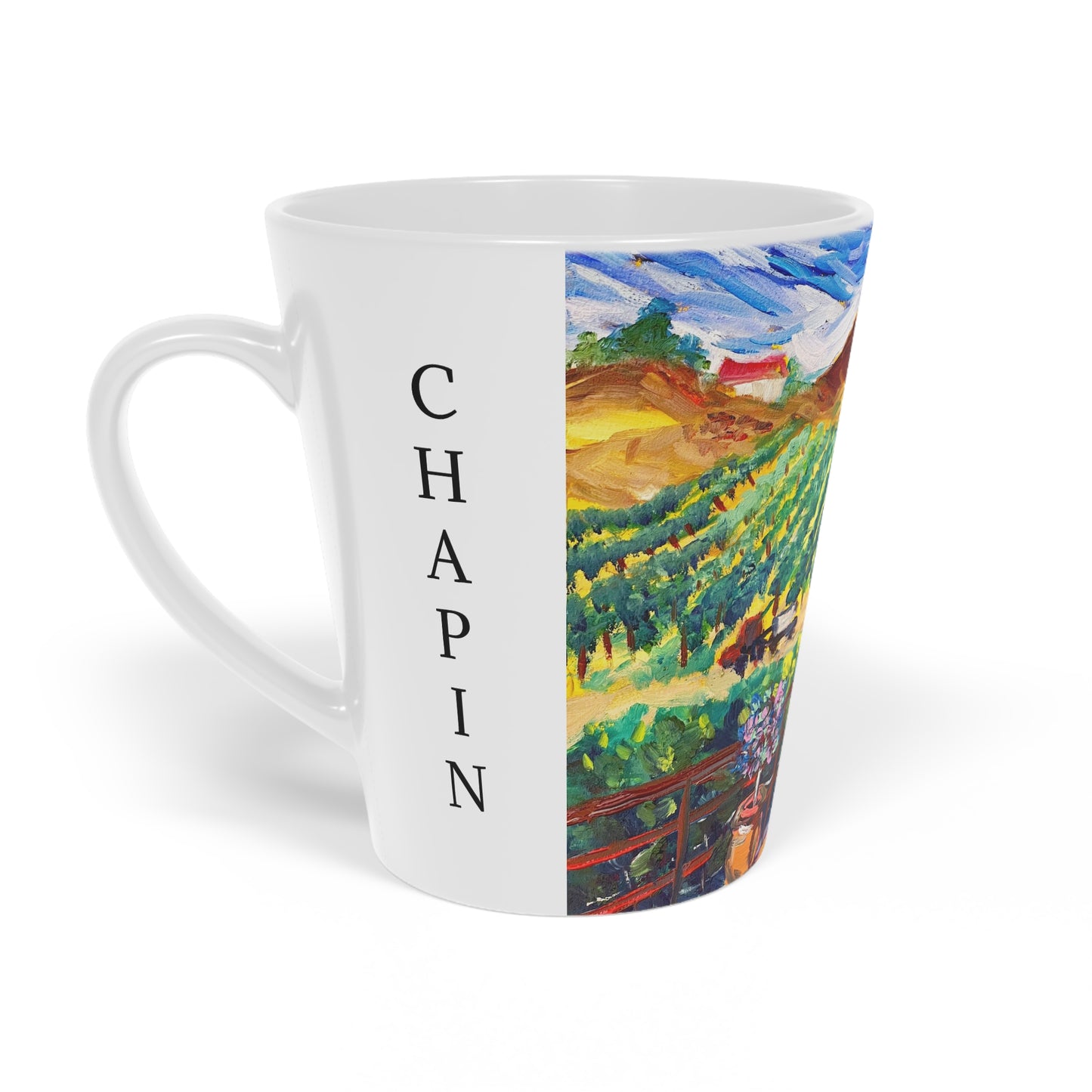 Vineyard View with "Chapin" on Side Latte Mug, 12oz