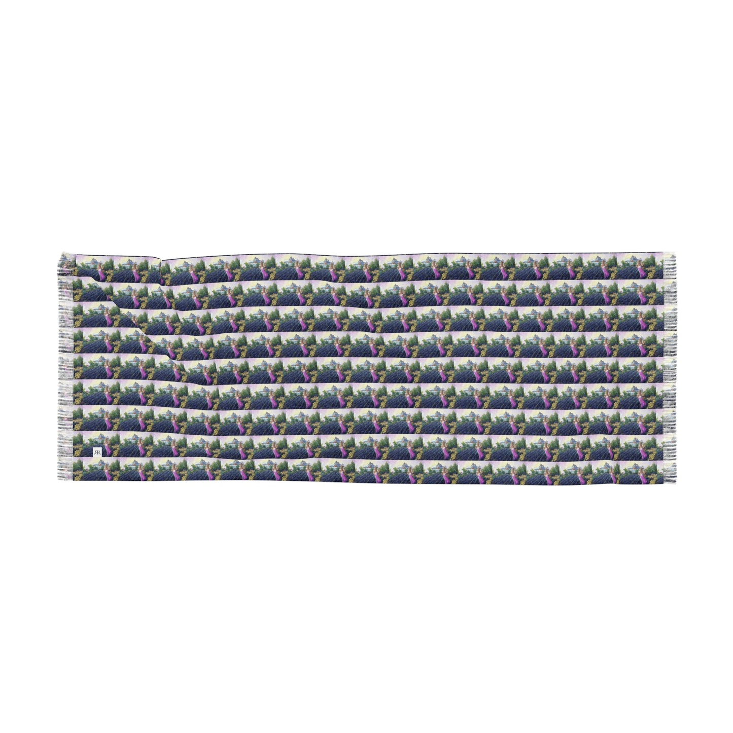 Copy of Colorful Scarf — Artistic Lightweight Neck Wrap- Girl in a Lavender Field Small Repeating Pattern