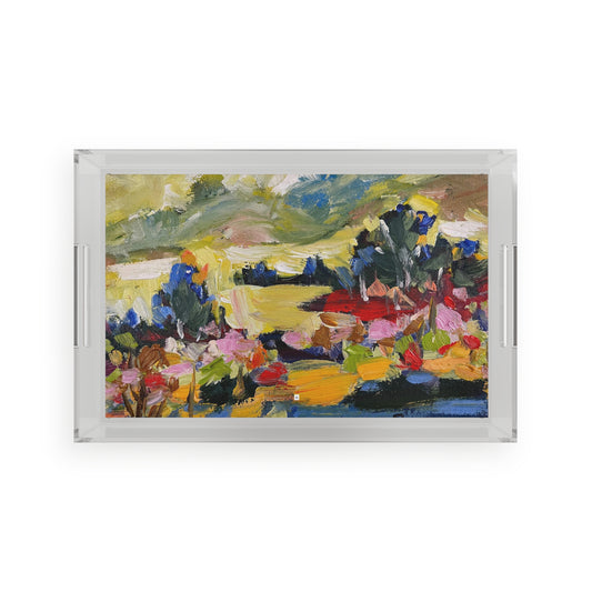 Distant Thoughts Impressionism Landscape Acrylic Tray