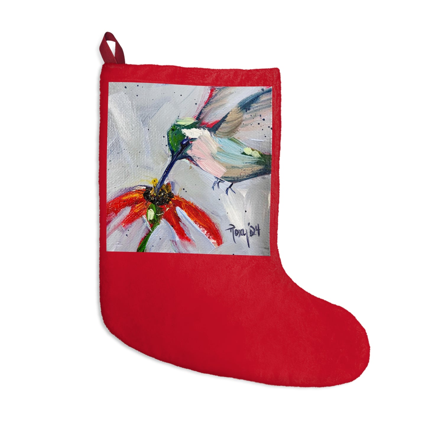 Hummingbird at a Cone Flower Christmas Stocking