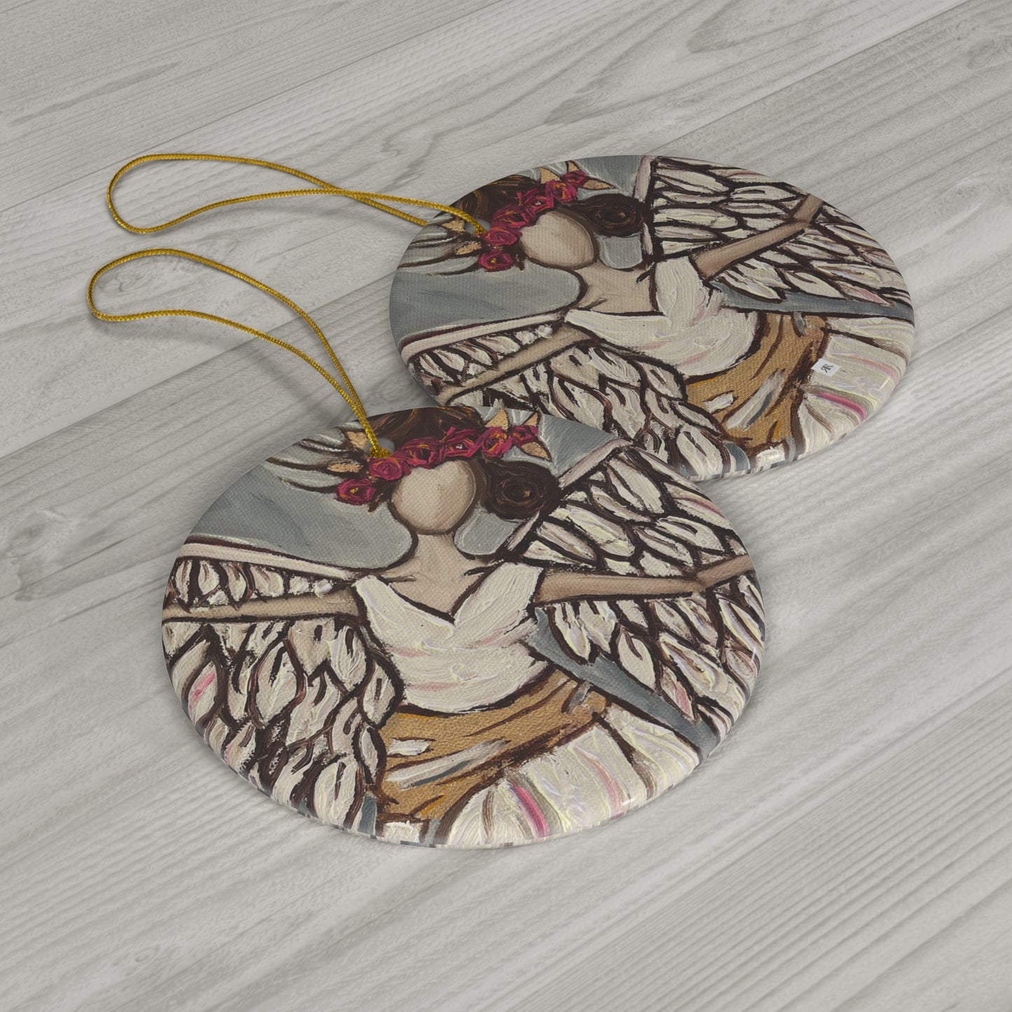 Angel Rising Ceramic Ornament