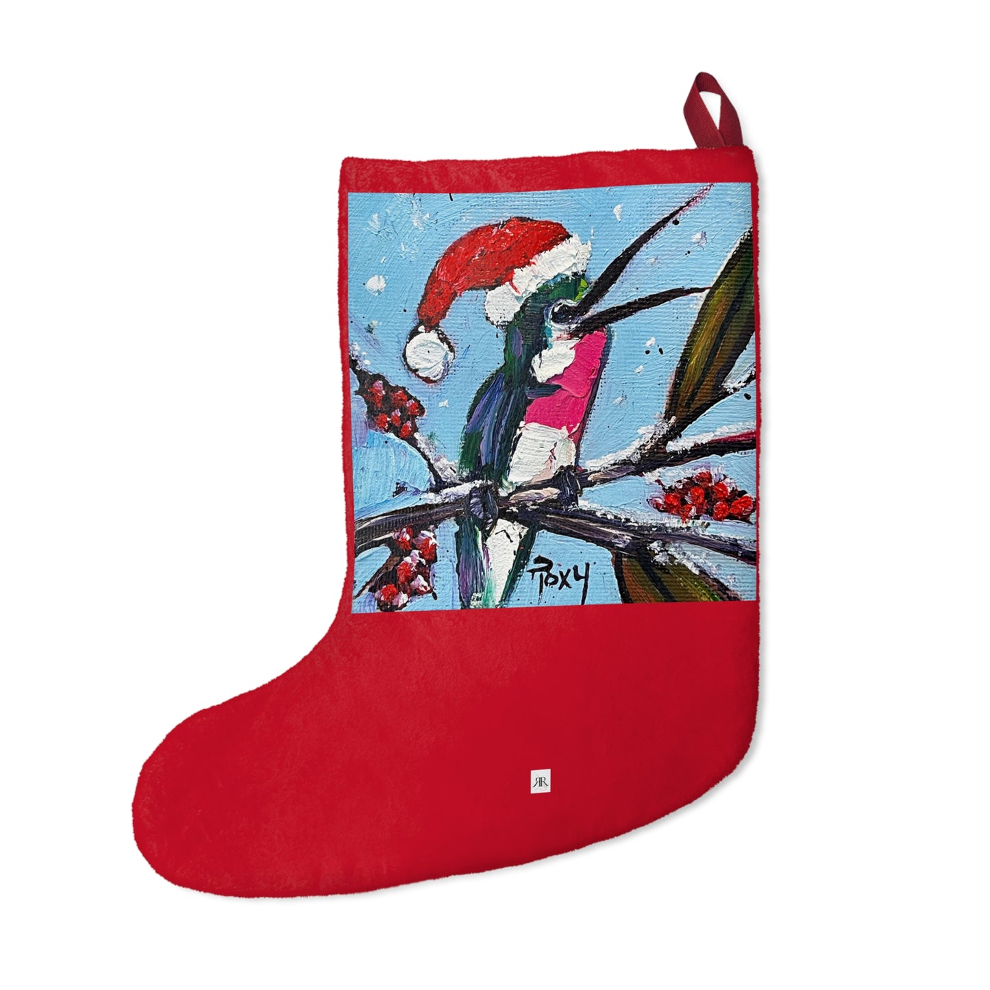 Holiday Hummingbird Small Print Christmas Stocking