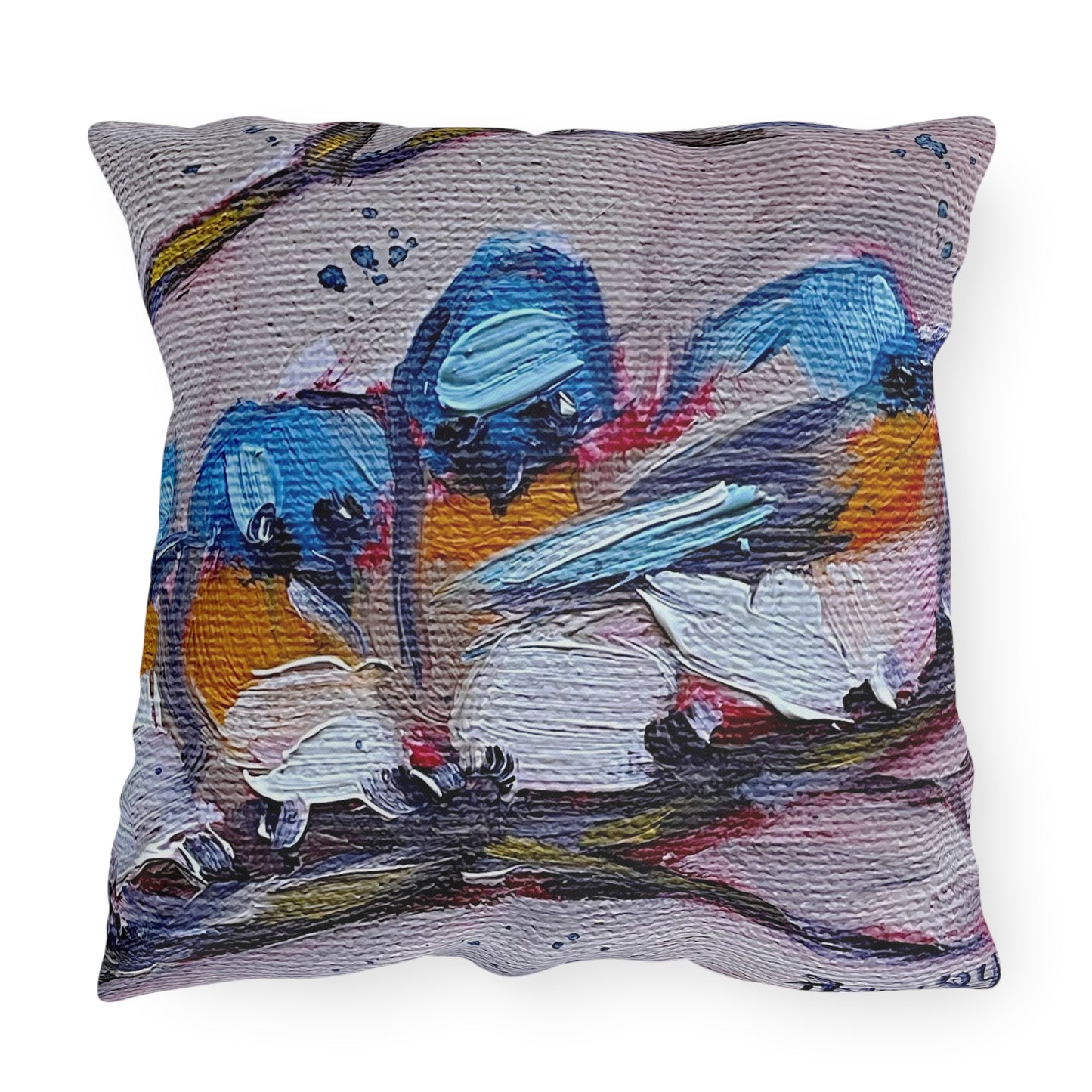 Cuddling Bluebirds Outdoor Pillows