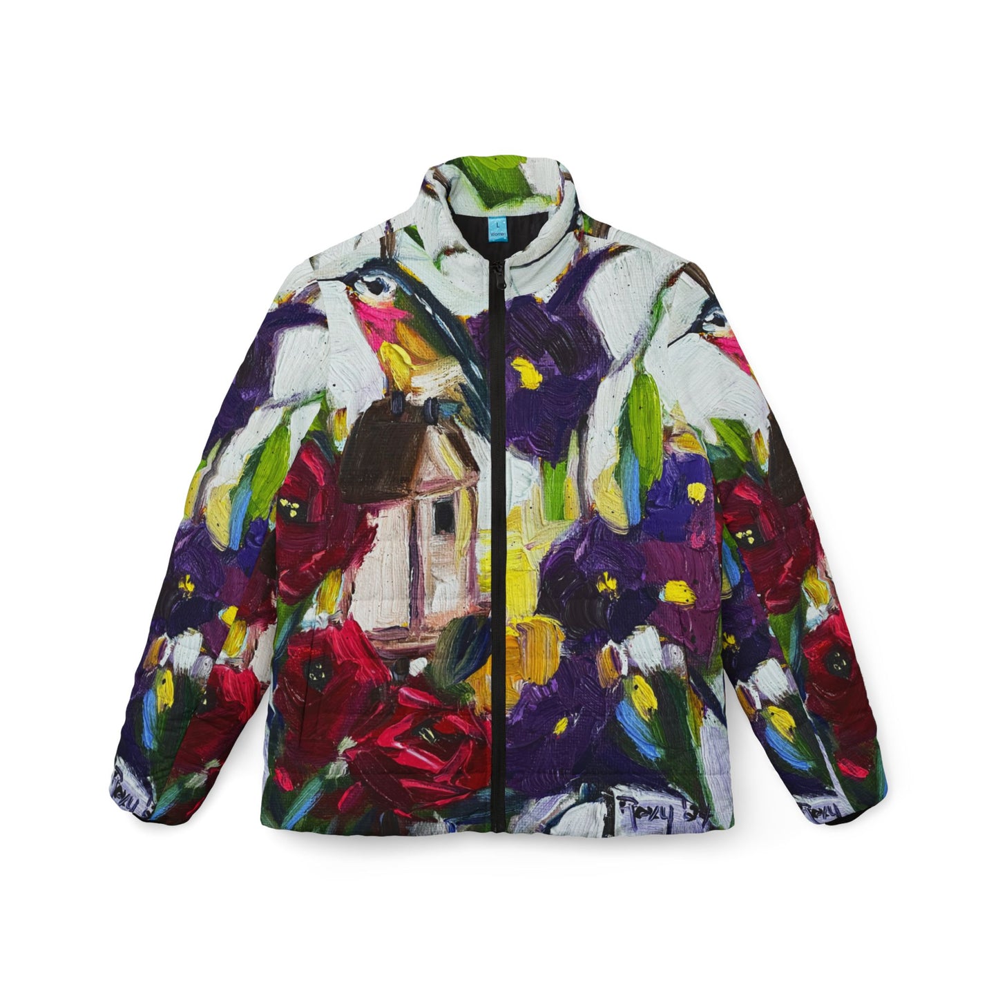 Women's Puffer Jacket - Roxy Rich Fine Art Design-Hummingbird by the Window