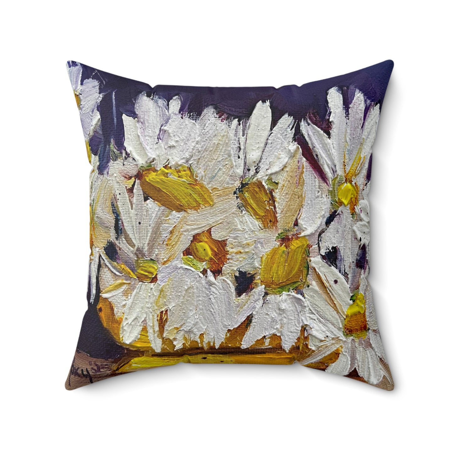 Indoor Spun Polyester Square Pillow-Vase of Dasies