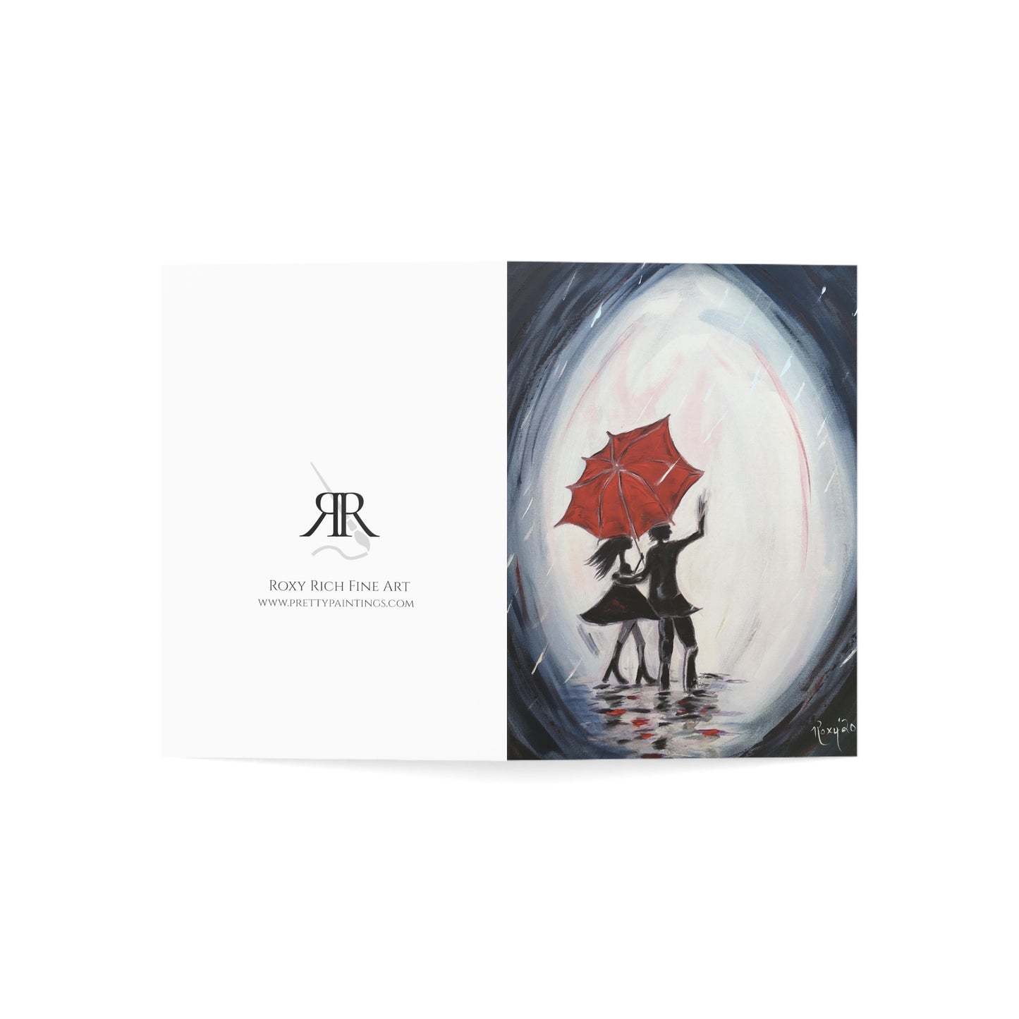 Walking in the Rain Valentine (with sentiment) Greeting Cards