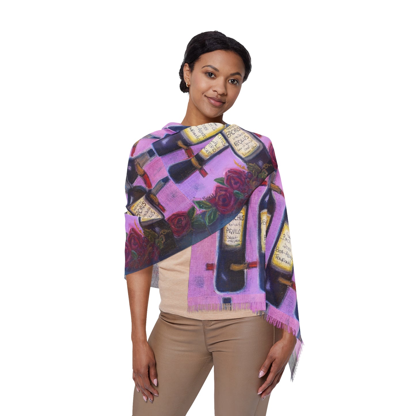Colorful Scarf — Artistic Lightweight Neck Wrap- Bachus Reserves-GBV Wine Rack and Roses