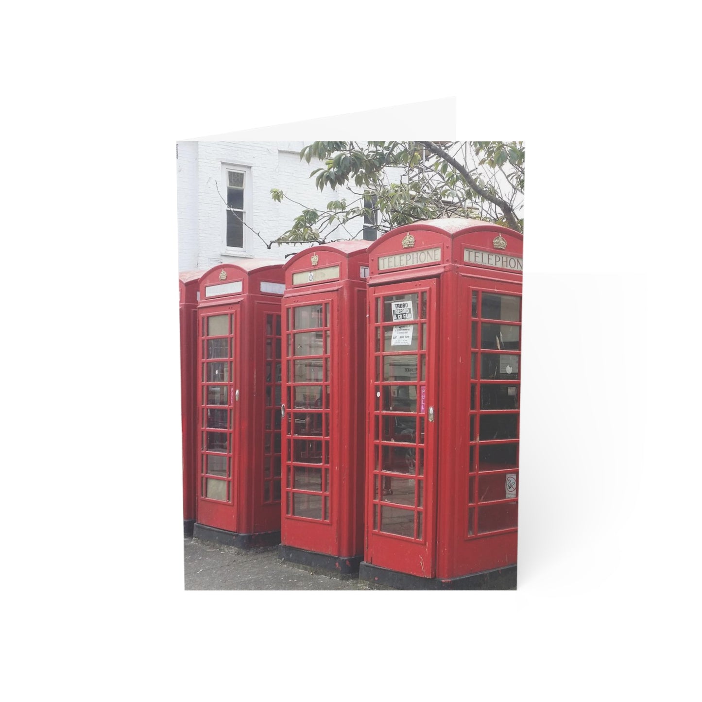 British Phone Booths Folded Greeting Cards Blank inside