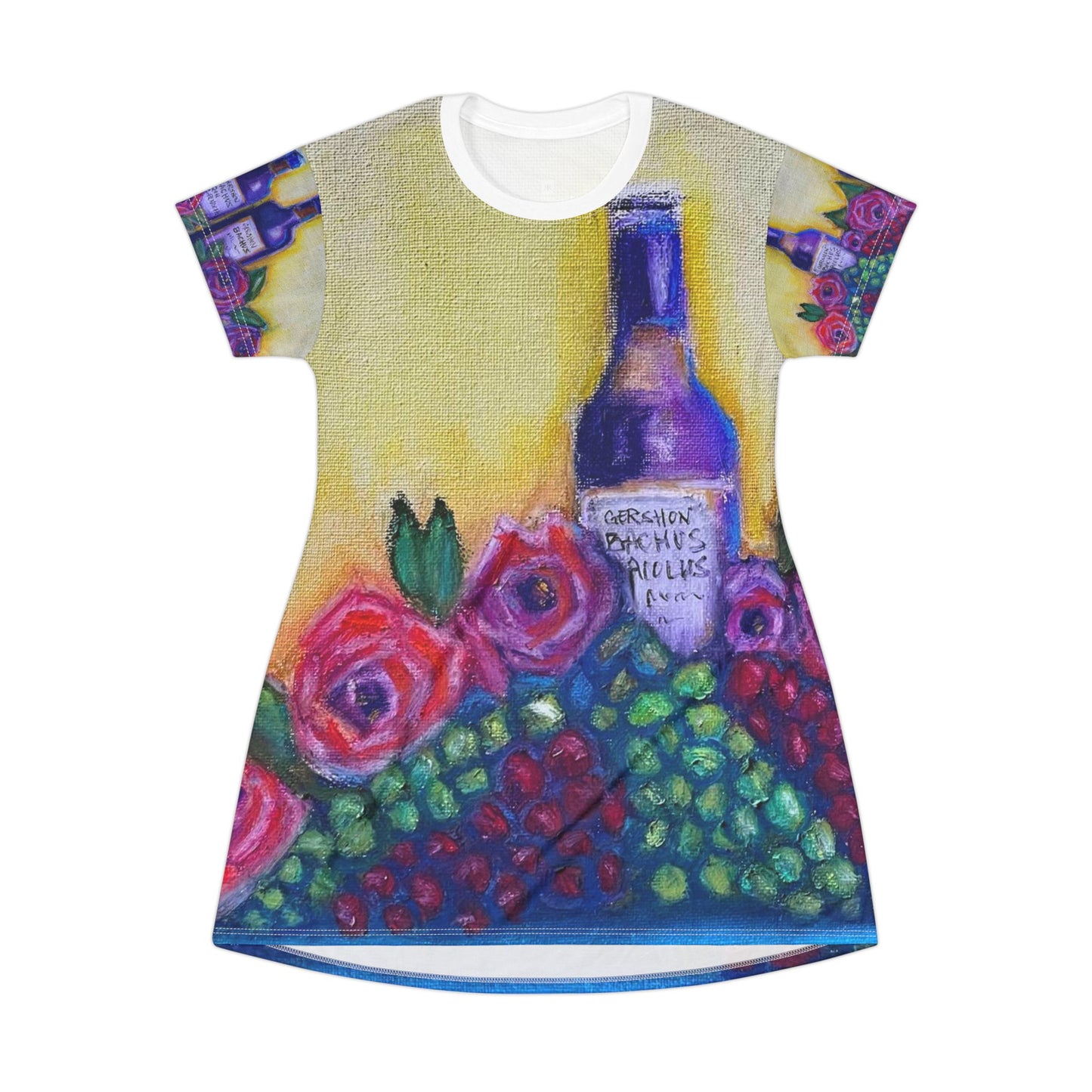 T-Shirt Dress (AOP)-GBV Wine and Roses