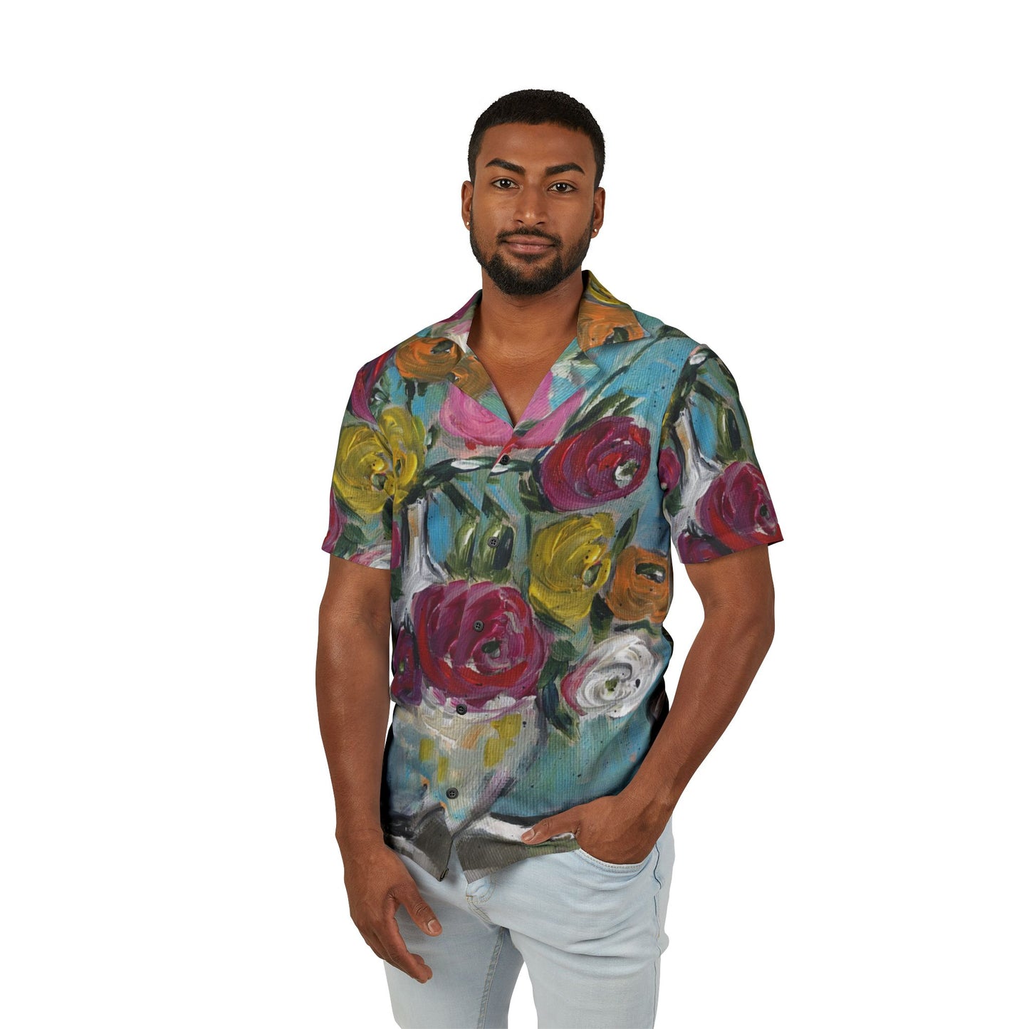 Men's Hawaiian Camp Shirt -Smiling Ranunculas