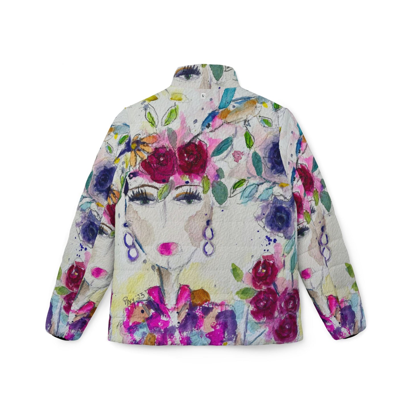 Women's Puffer Jacket - Roxy Rich Fine Art Design-Houte Couture Hummingbird