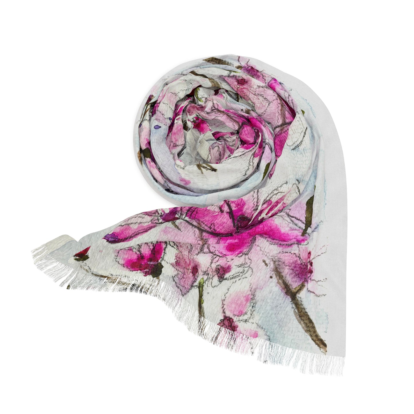 Colorful Scarf — Artistic Lightweight Neck Wrap- Cherry Blossoms