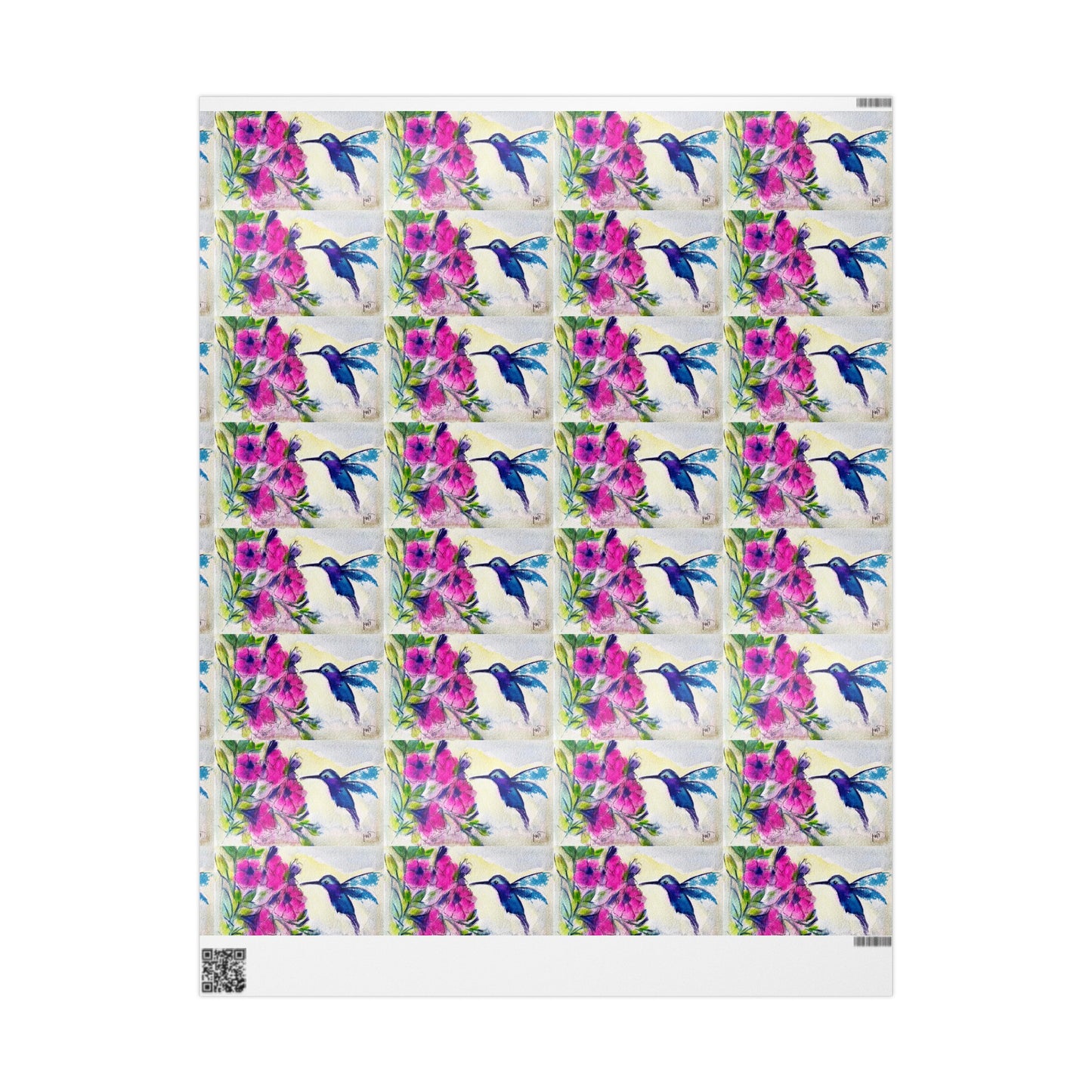 Hummingbird with Pink Flowers (3 Sizes) Wrapping Papers