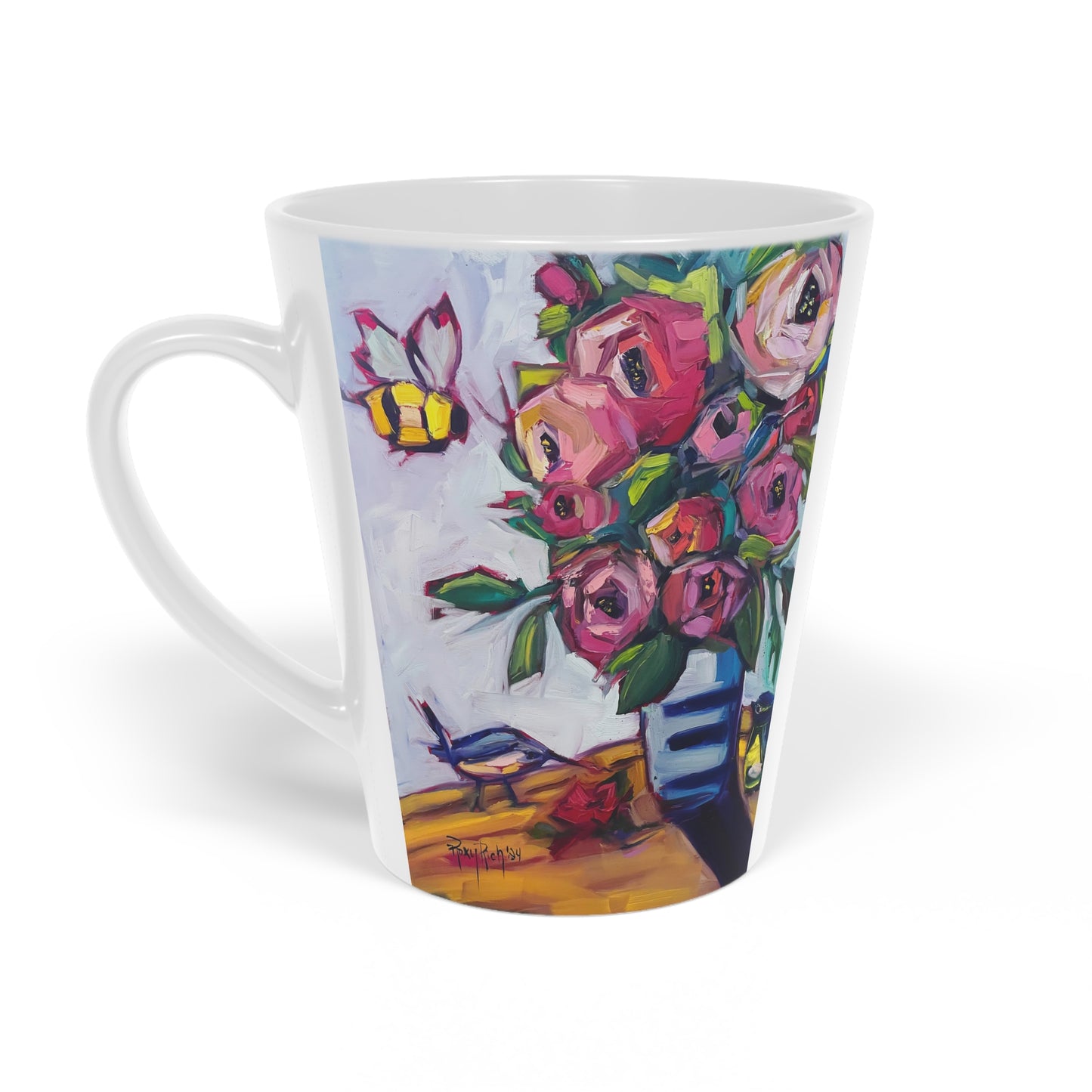 Bee Blooms "Bee Happy" Latte Mug, 12oz