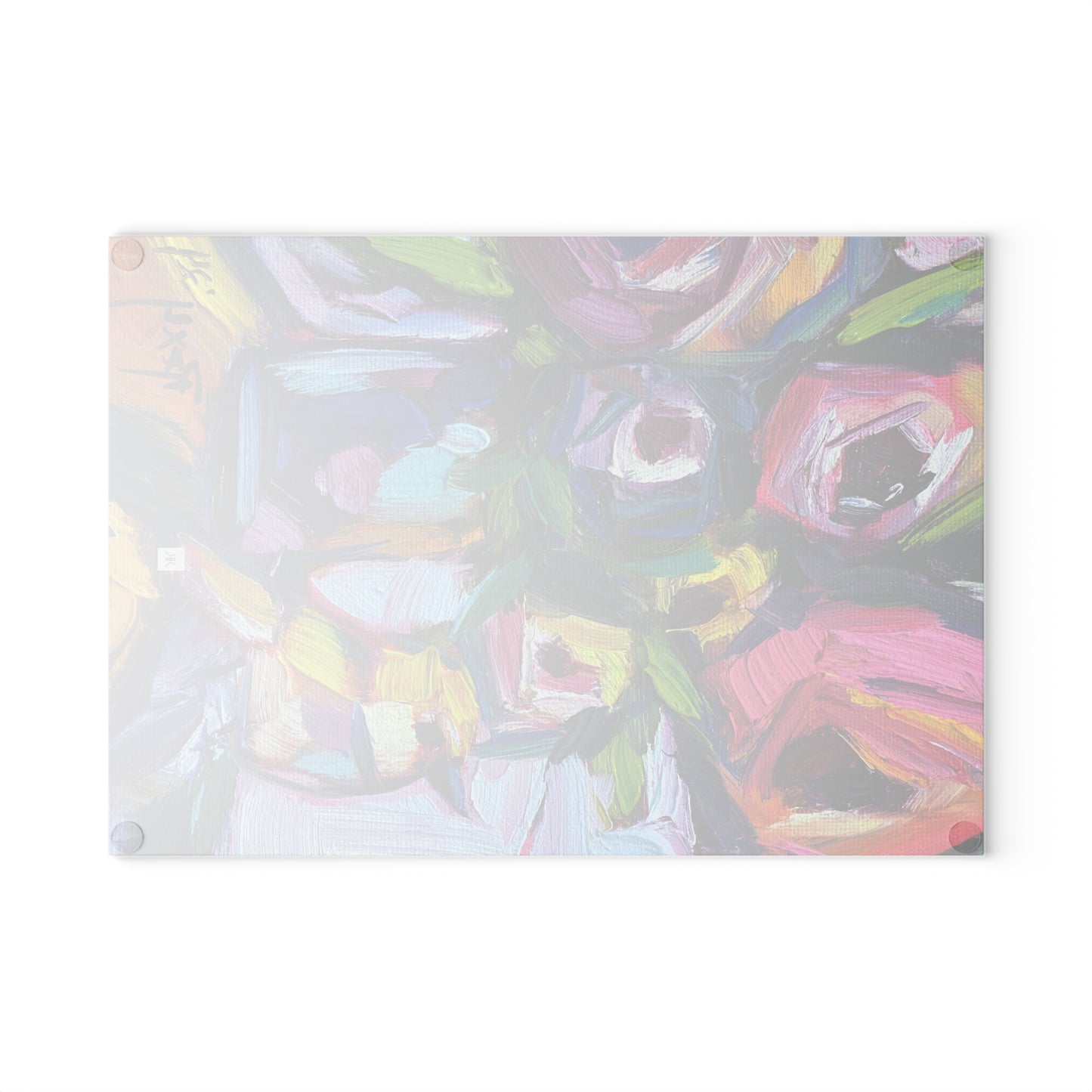 Abstract Roses and Yellow Warbler Bird Glass Cutting Board