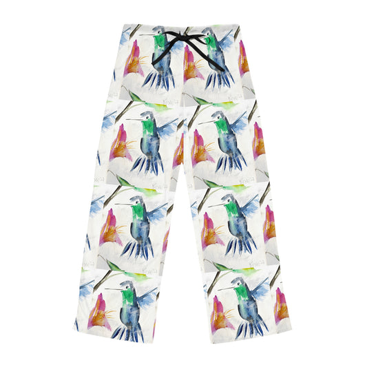 Pajama Pants - Floaty Blue Hummingbird- Women's Pajama Pants