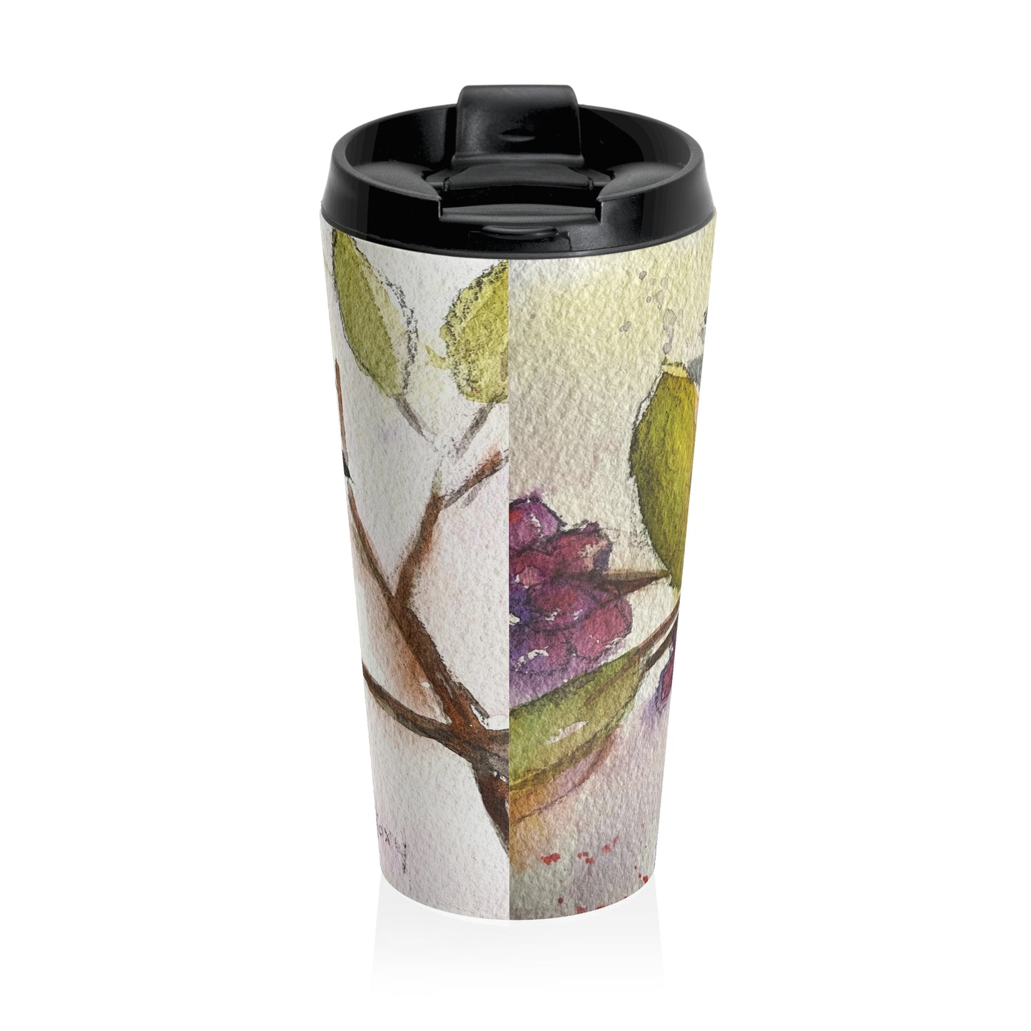 Chickadee in a Berry Tree Stainless Steel Travel Mug