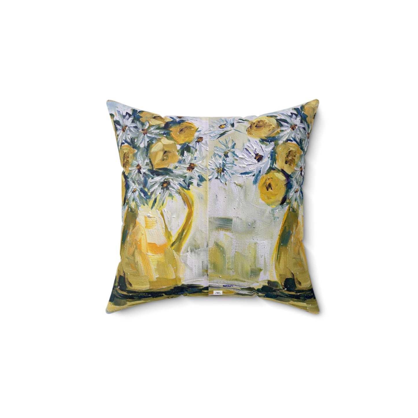 Yellow Roses and Daisies Indoor Spun Polyester Square Pillow
