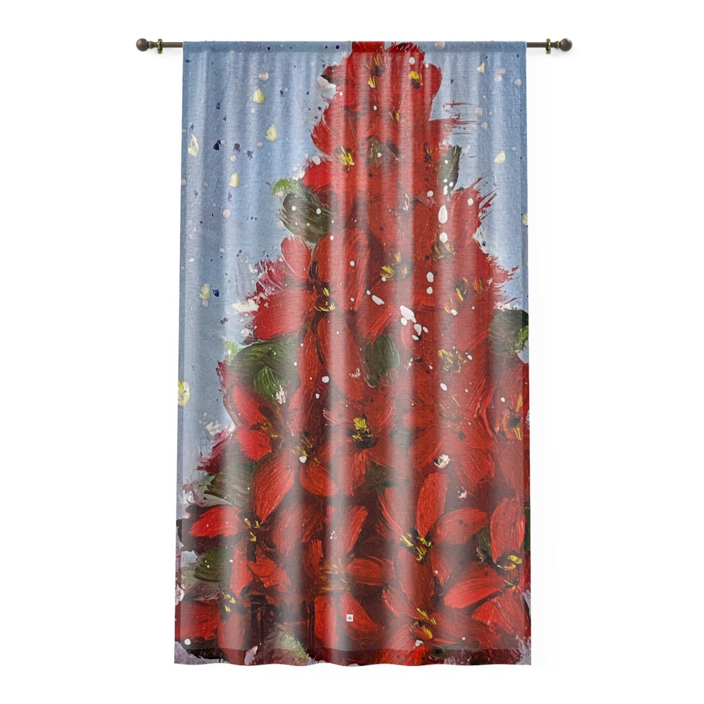 Poinsettia Tree 84 x 50 inch Sheer Window Curtain