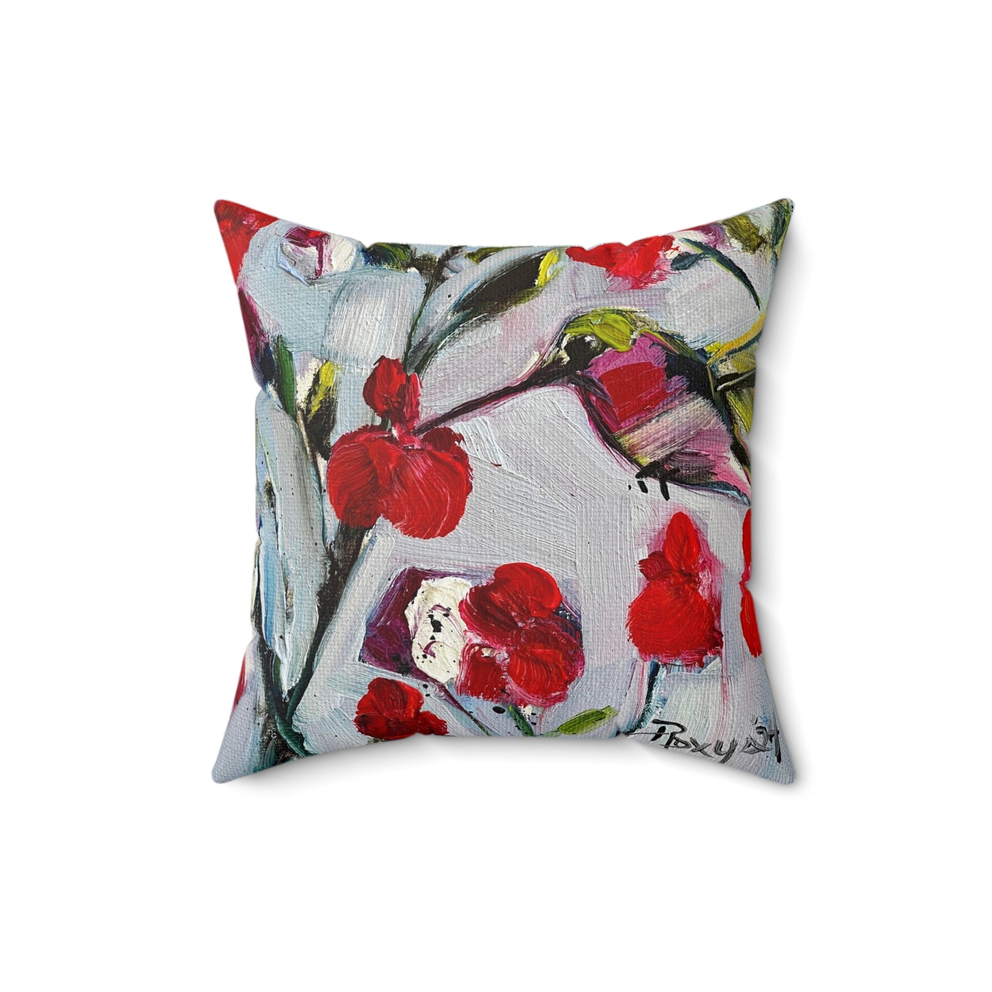 Hotlips Hummingbird Indoor Spun Polyester Square Pillow