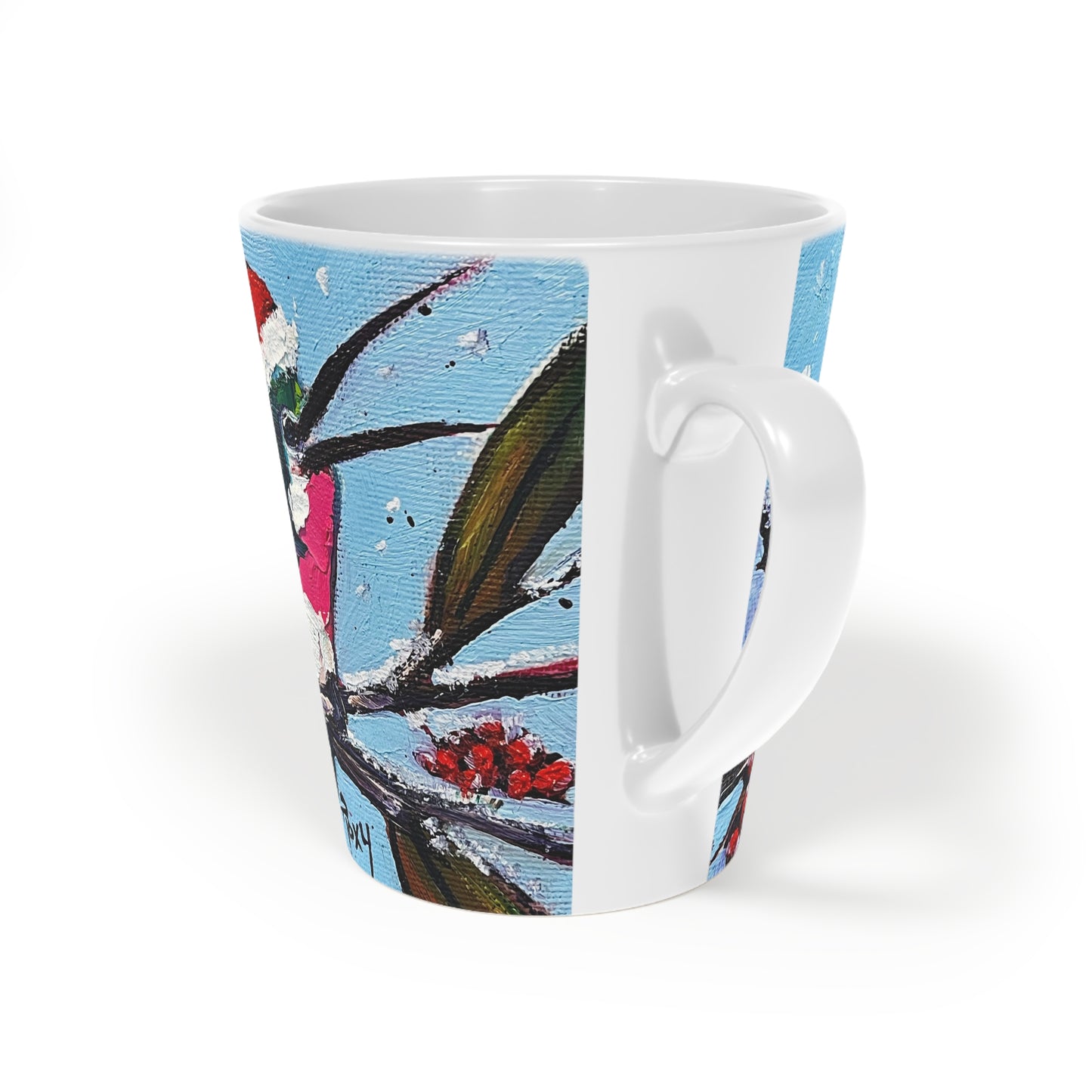 Merry & Bright Holiday Hummingbird Latte Mug, 12oz