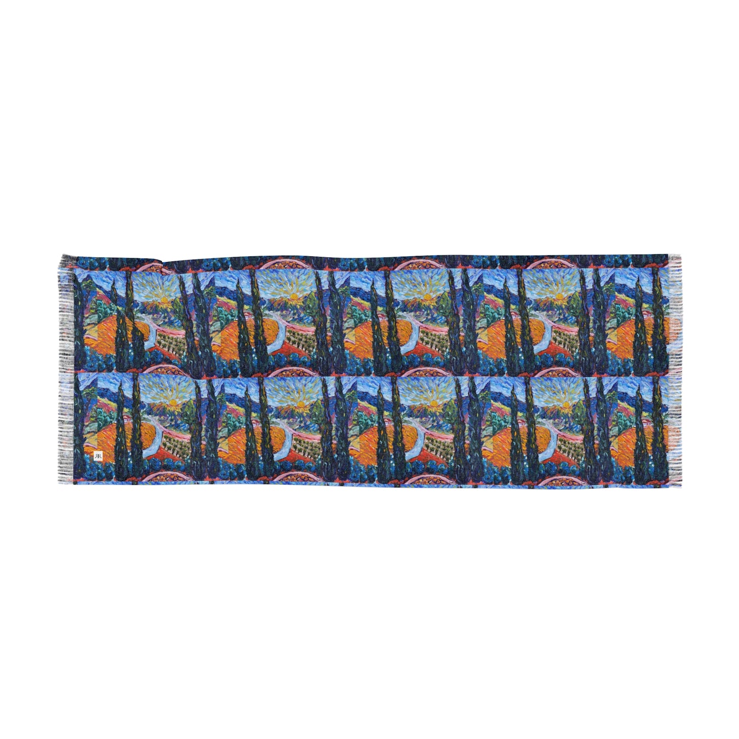 Colorful Scarf — Artistic Lightweight Neck Wrap- Sunny Cypresses -Robert Renzoni Temecula