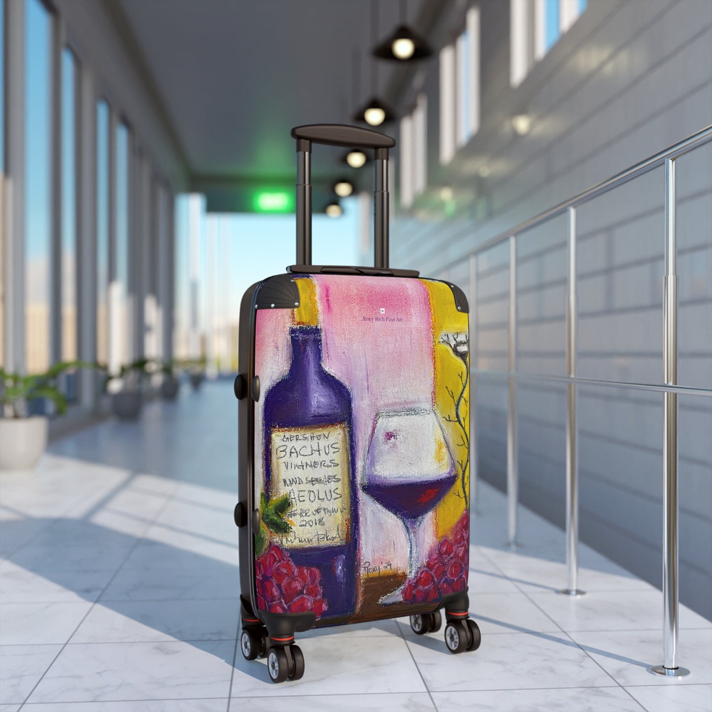 Suitcase Set Lightweight Carry On -"Aeolus"-GBV- Temecula Winery Souvenir Roxy Rich Artwork