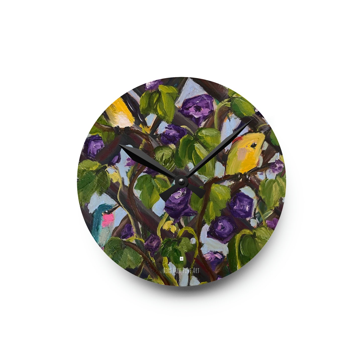 Birds on the Lattice Acrylic Wall Clock