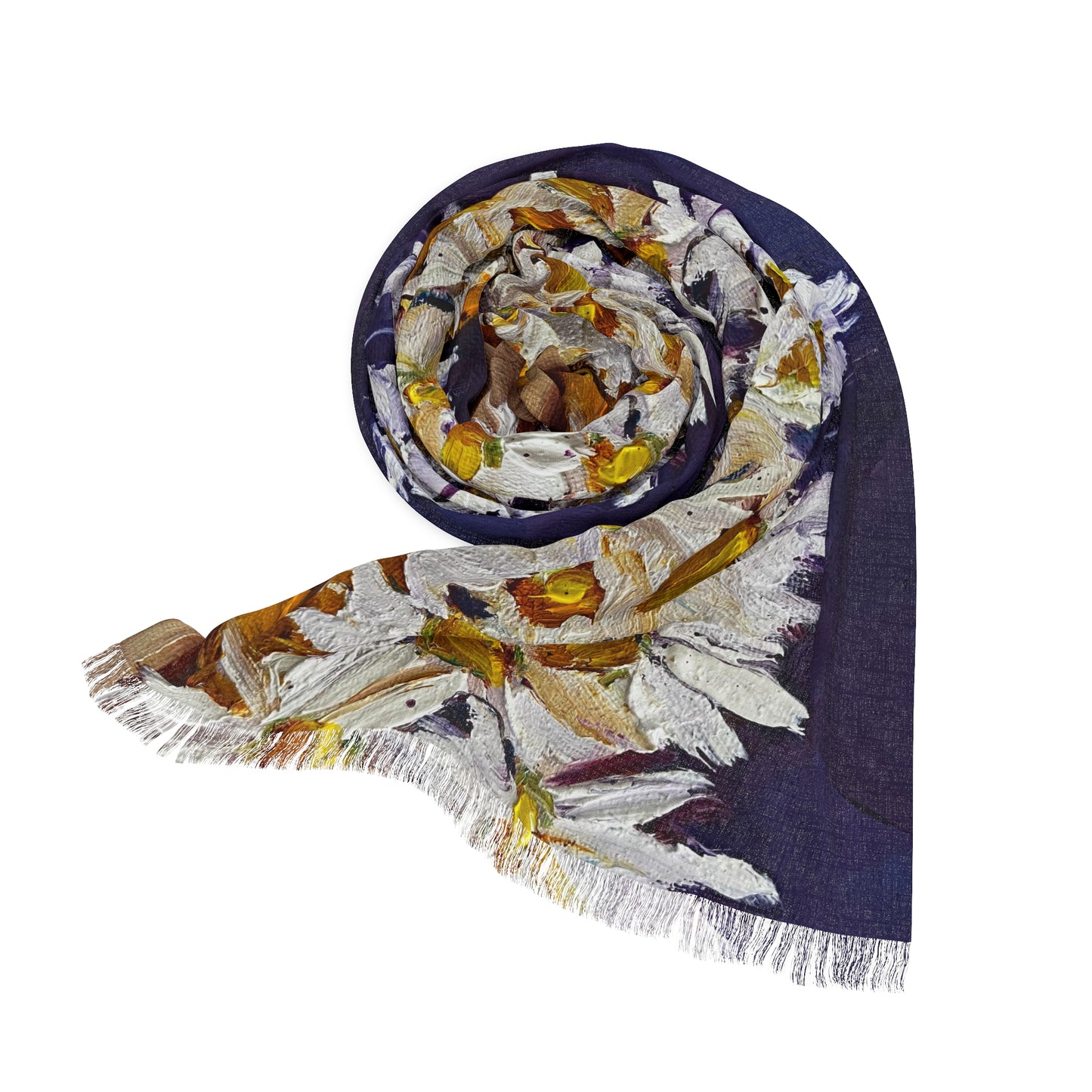 Colorful Scarf — Artistic Lightweight Neck Wrap-Vase of Daisies