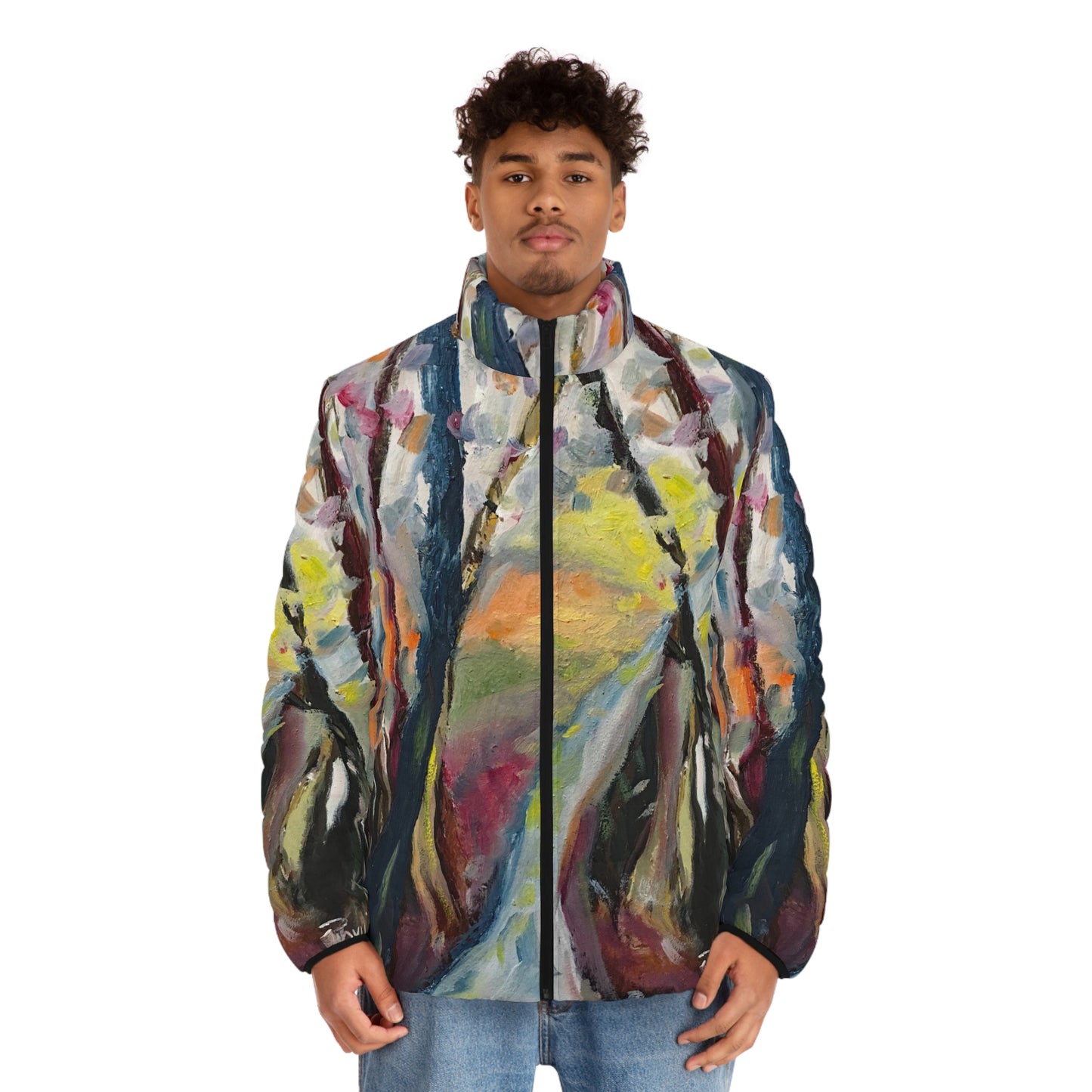 Men's Puffer Jacket - Roxy Rich Art, Abstract Autumn Lane-Cotswolds