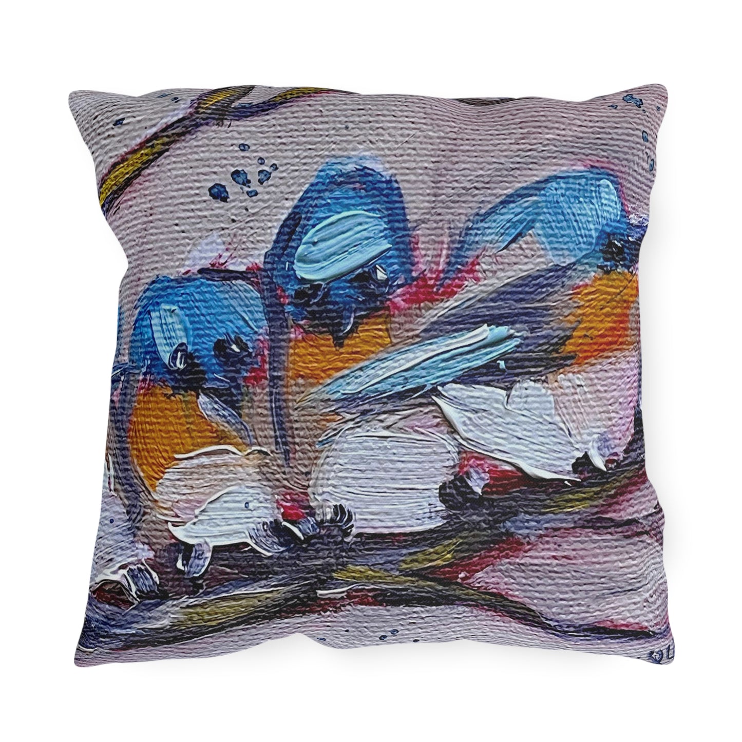 Cuddling Bluebirds Outdoor Pillows