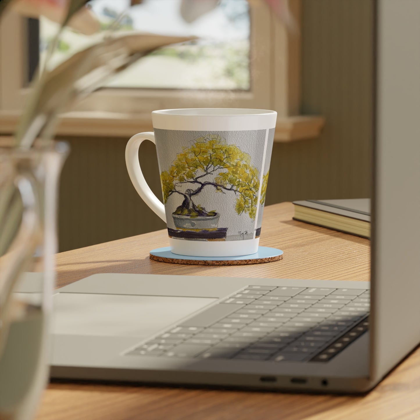 Yellow Bonsai Latte Mug, 12oz