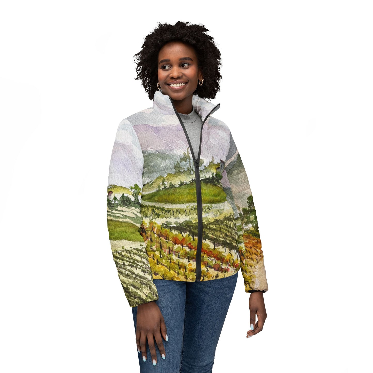 Women's Puffer Jacket - Road Down from The Villa-GBV