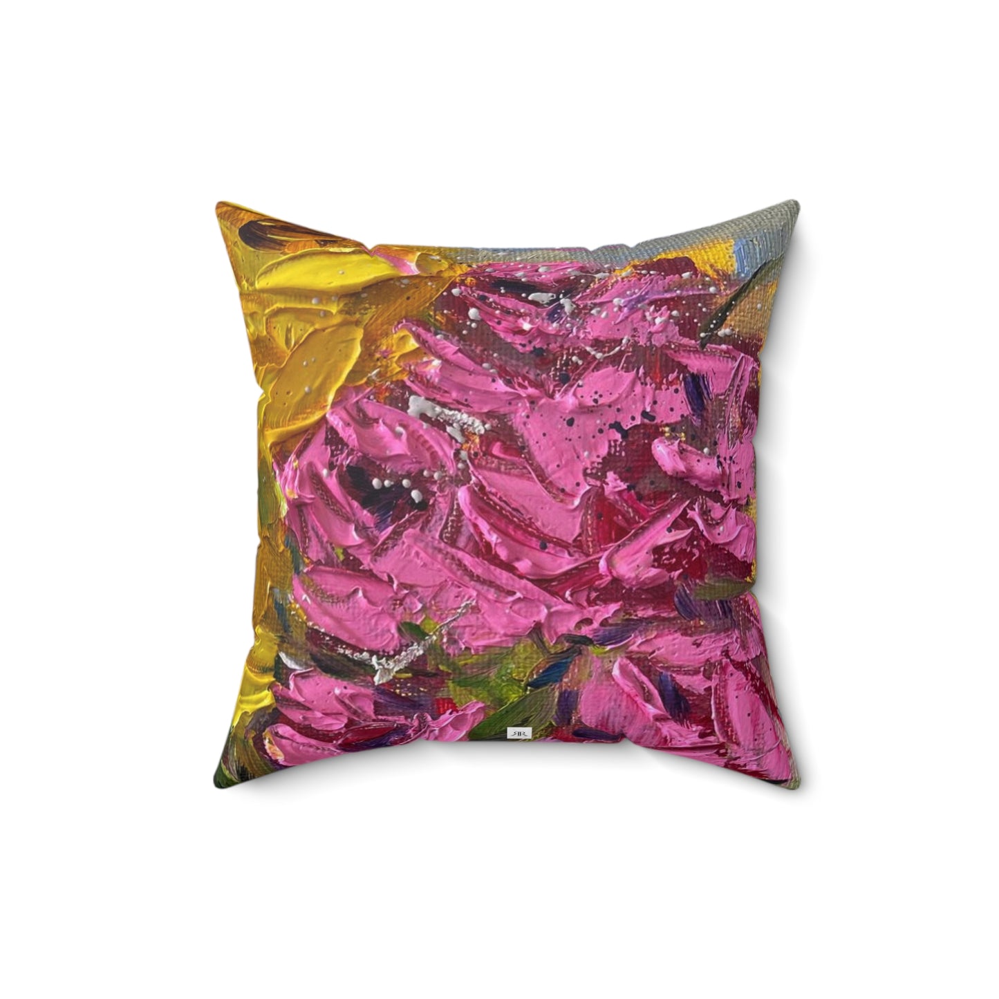 Pink and Yellow Roses Indoor Spun Polyester Square Pillow